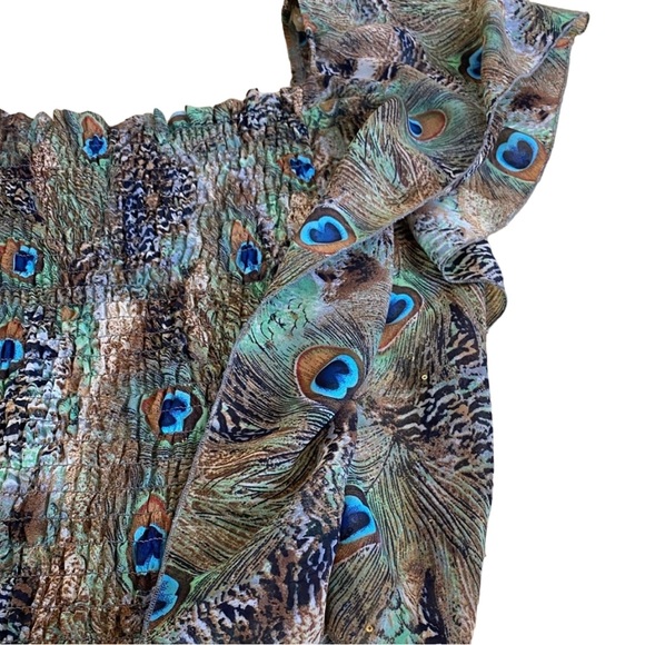 Peacock 🦚 Tube Top - Cotton Express - Size Small - Picture 2 of 3